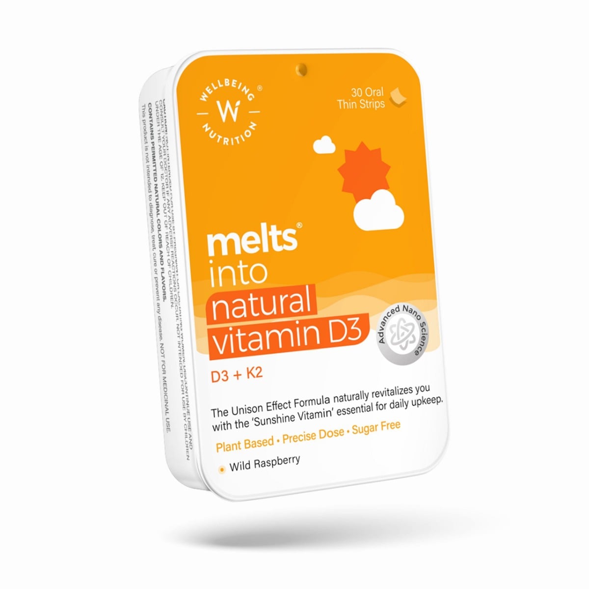 Wellbeing Nutrition Melts Restful Sleep, Plant Based Melatonin 5mg with Melts Natural Vitamin D3 + K2 (MK-7) - (30x2 Oral Thin Strips)