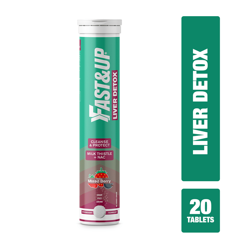 Fast & Up Liver Detox | Cleanse & Protect Liver | Milk Thistle Extract | N-Acetylcysteine (NAC) | Eliminates Toxins | Liver Recovery | Improved Liver Health (20 Effervescent Tablets, Mixed Berry Flavor)