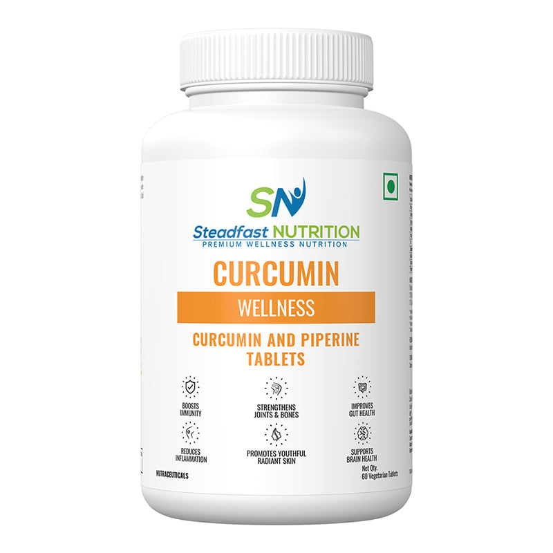 Steadfast Nutrition Curcumin | Turmeric Curcumin with Piperine | Natural & Potent Supplements for Improved Wellbeing & Health | Immunity | Gut Health | Joint Support | Inflammation (60 Tablets)