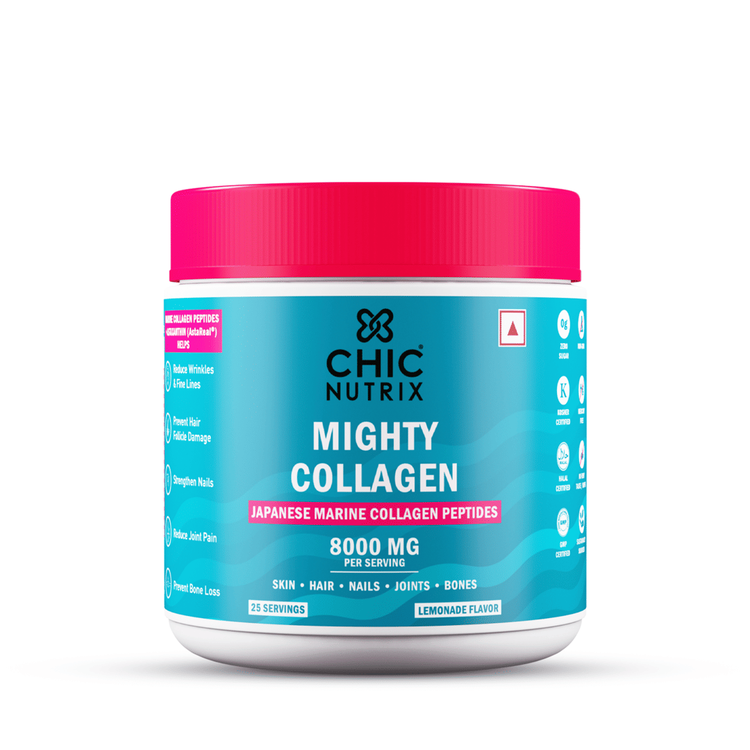 Chicnturix Mighty Collagen With 8G Japanese Marine Collagen Peptides + 2Mg Astaxanthin | Youthful Skin, Healthy Bones & Joints