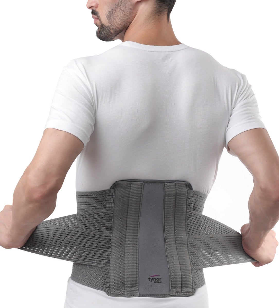 Tynor Contoured L.S. Support, Grey, Medium, 1 Unit