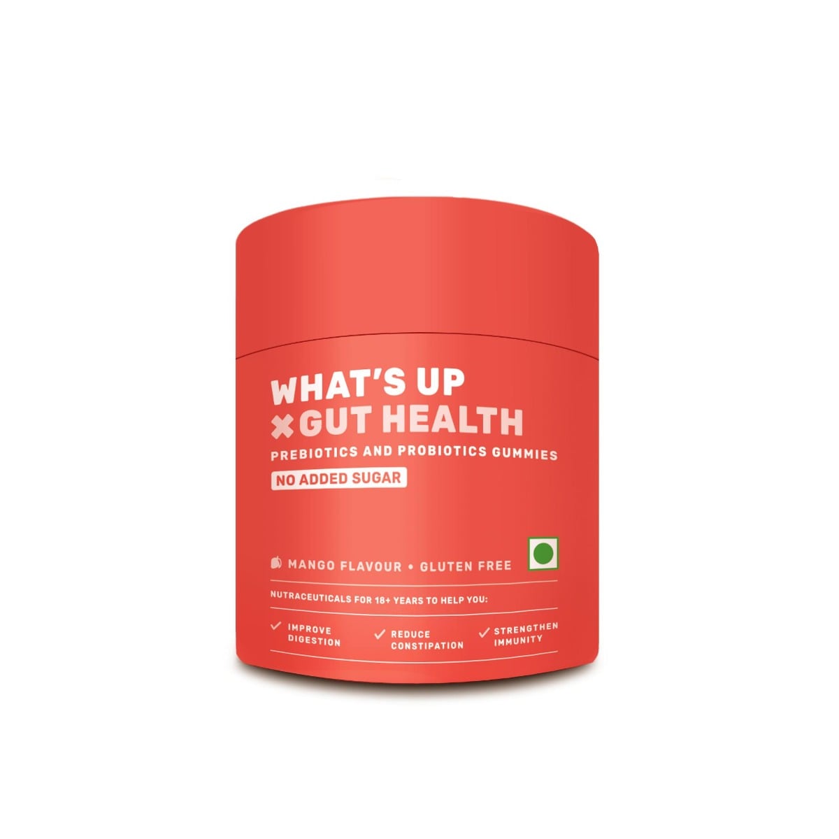 What's Up Wellness Gut Health Gummies | Prebiotic & Probiotic Gummies for Digestion, Constipation & Immunity | Bloating, Acidity & Gas Relief | Clinically Proven Strain | 15 Days Pack