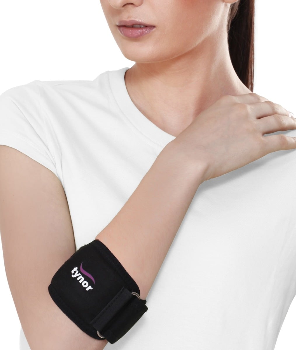 Tynor Tennis Elbow Support, Black, Medium, 1 Unit