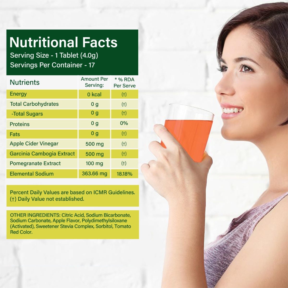 Wellbeing Nutrition Apple Cider Vinegar with the Mother and Garcinia Cambogia , Pomegranate | Effective Weight Management, Gut Health and Skin Glow (34 Effervescent Tablets, Pack of 2)