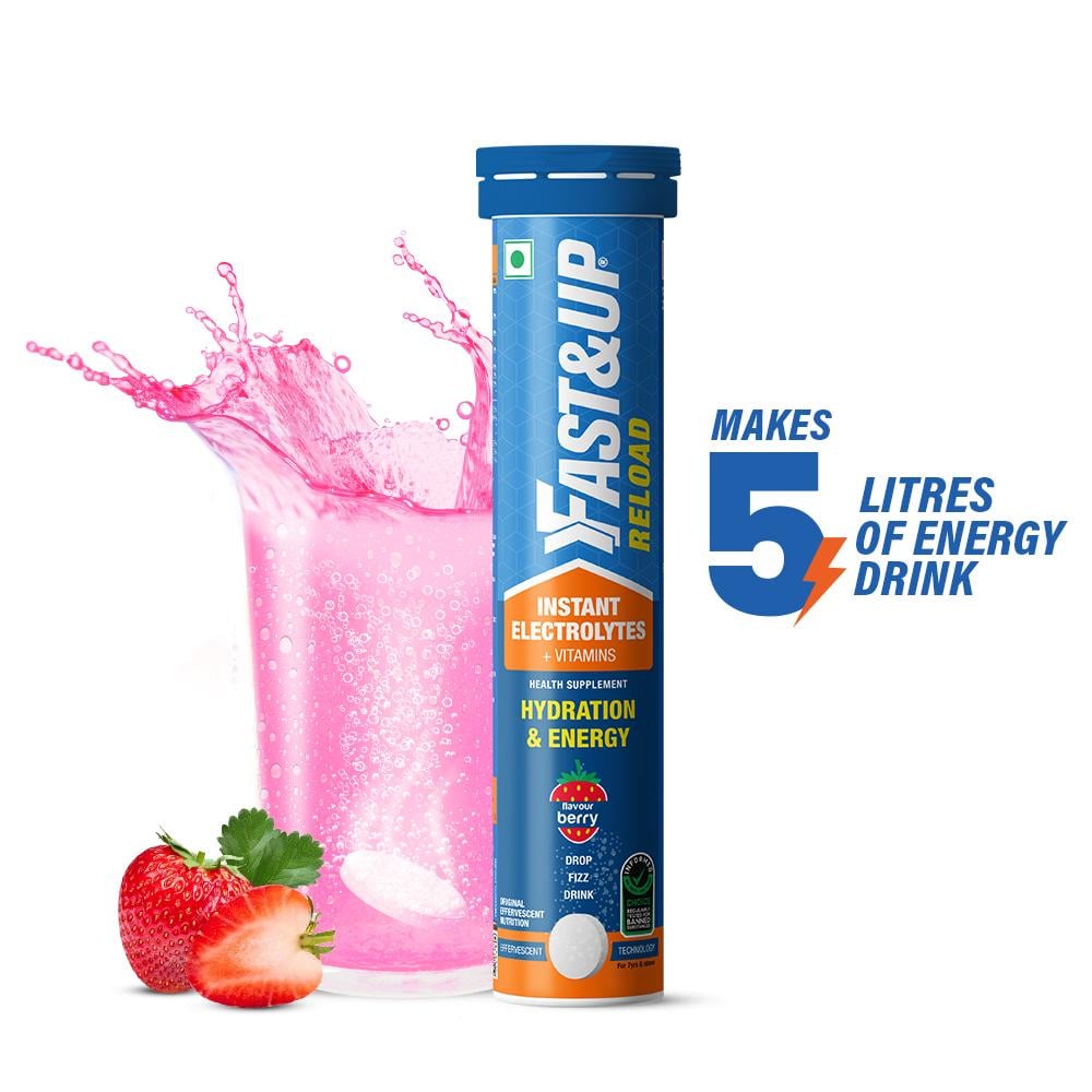 Fast&Up Reload electrolyte energy and hydration drink Pack of 20 effervescent tablets Berry flavour