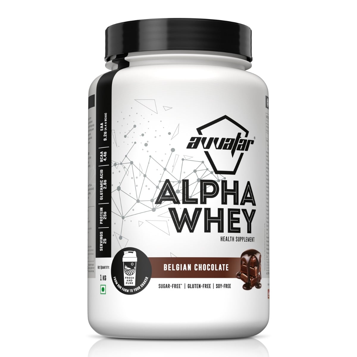 Avvatar Alpha Whey Belgian Chocolate Avvatar Alpha Whey 1kg | Belgian Chocolate | 25 Servings | 25g Protein