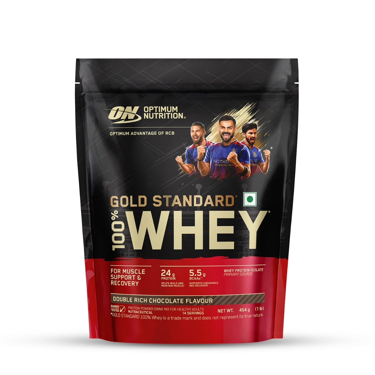 Optimum Nutrition (ON) Gold Standard 100% Whey Protein 1lbs | 14 Serving | 24g Protein | Double Rich Chocolate Flavour | Muscle Support | Recovery