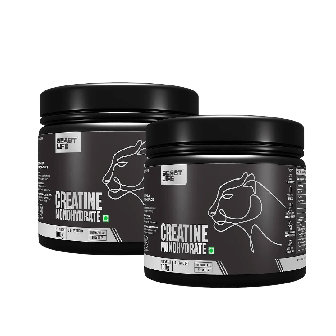BeastLife Super Micronized Creatine Monohydrate Unflavoured 100G Premium Sports Nutrition | Nabl Lab Tested | Rapid Absorption | Supports Athletic Performance & Power BeastLife Creatine Monohydrate Powder 100g (33 Servings) Unflavoured | Super Micronized