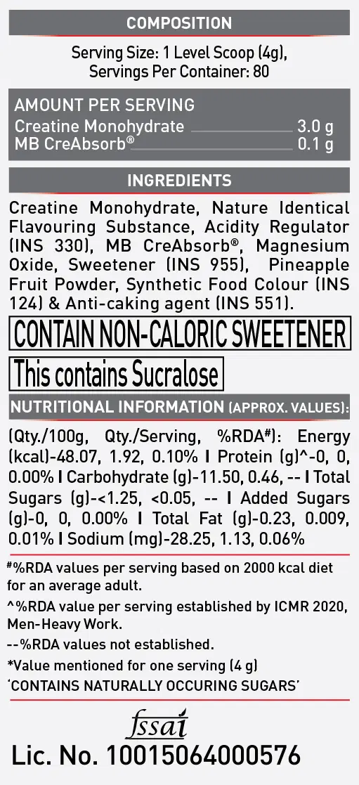 MuscleBlaze Creatine Monohydrate 320g Watermelon - Image 12