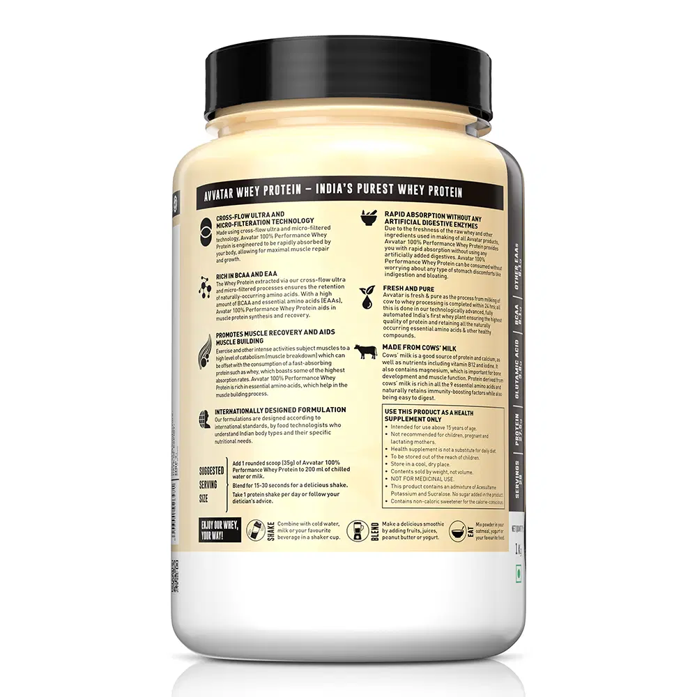 Avvatar Performance Whey Protein 1kg Malai Kulfi - Image 3