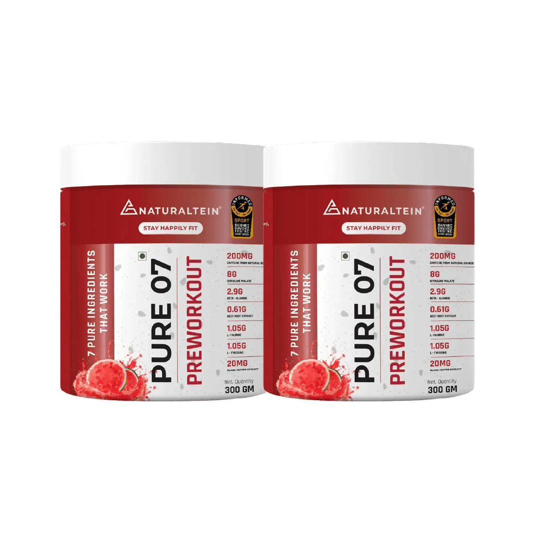 NATURALTEIN Pure 07 Preworkout Watermelon 300 gms Pack of 2