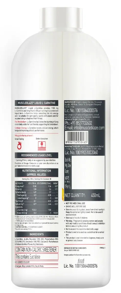muscleblaze liquid l-carnitine stores l carnitine mb PRO (Tangy Orange, 450ml) Muscleblaze L Carnitine Lime Flavour