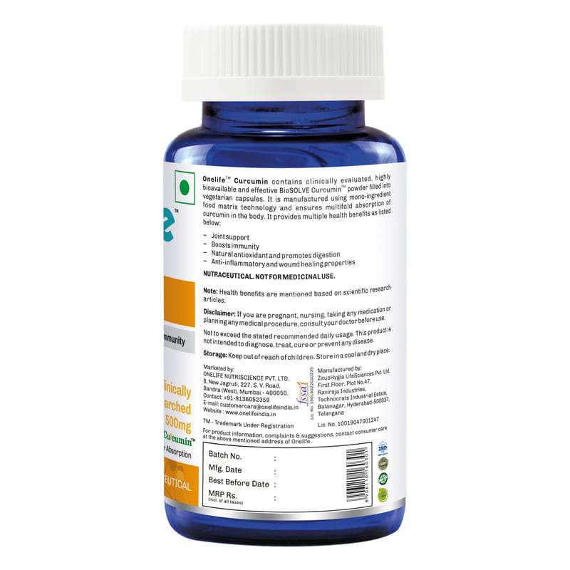Onelife Curcumin with BioSOLVE Curcuminâ„¢, Clinically researched ...