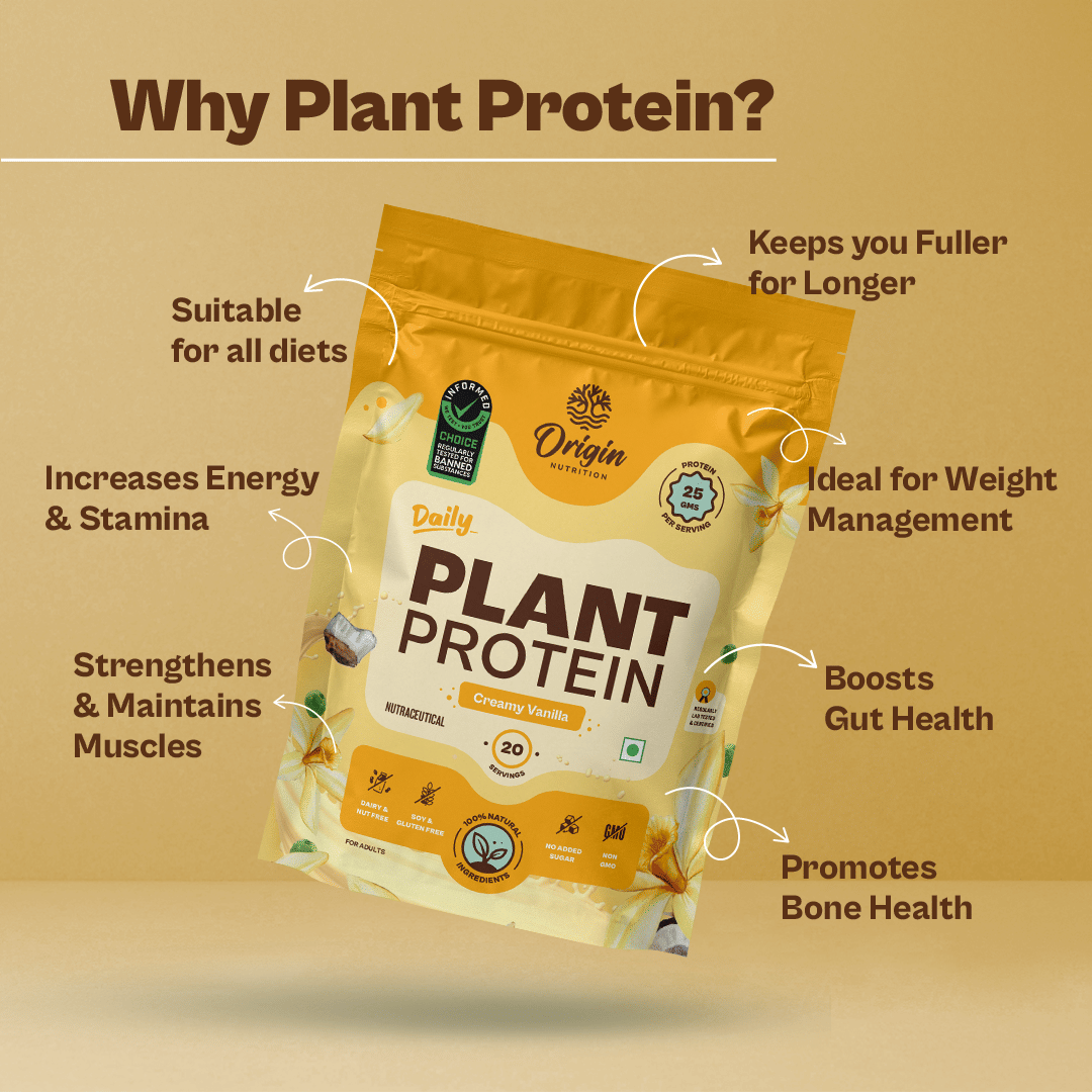 Origin Nutrition Plant Protein Powder Vanilla Flavour with 25g Protein ...