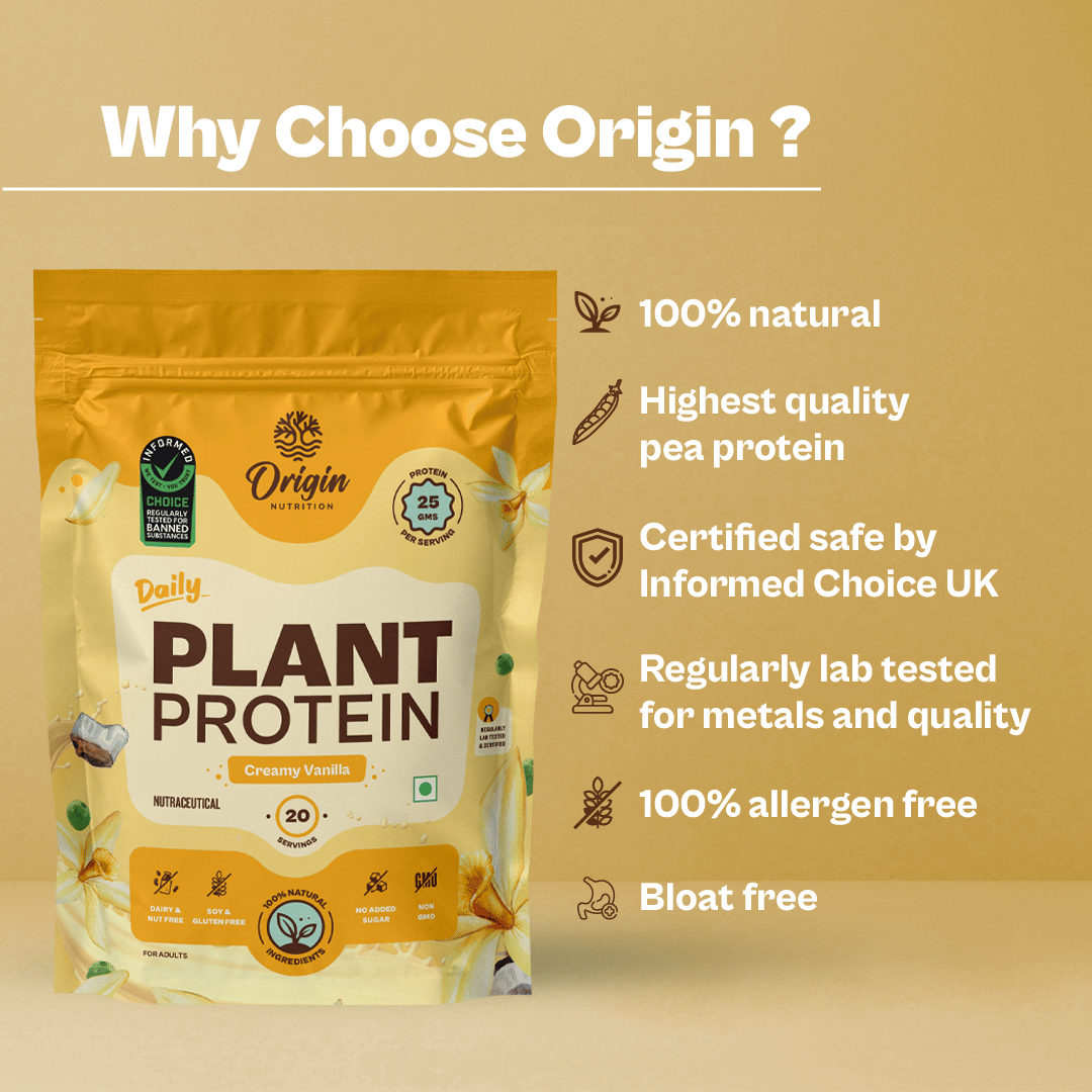 Origin Nutrition Plant Protein Powder Vanilla Flavour with 25g Protein ...