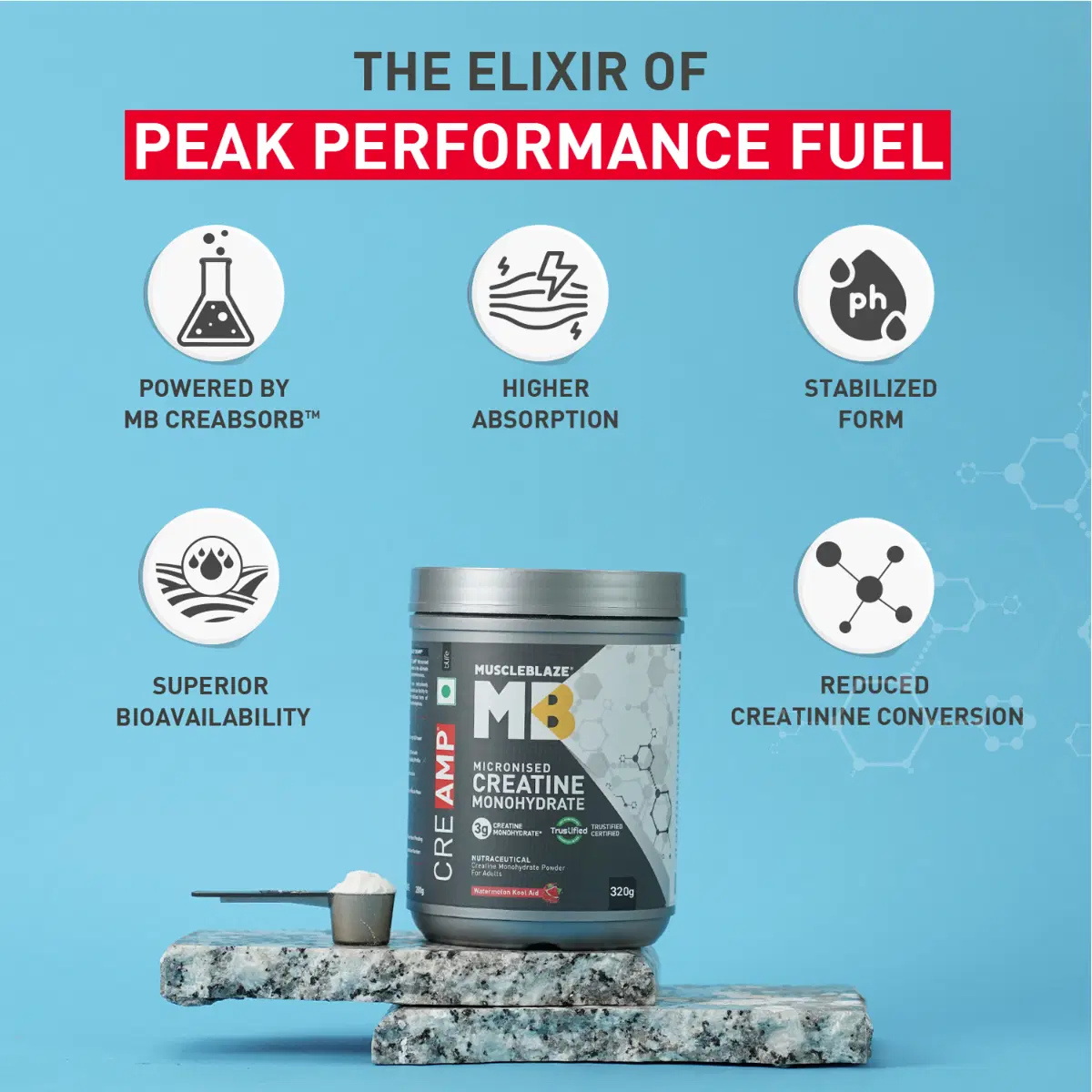MuscleBlaze Creatine Monohydrate 320g Watermelon - Image 6