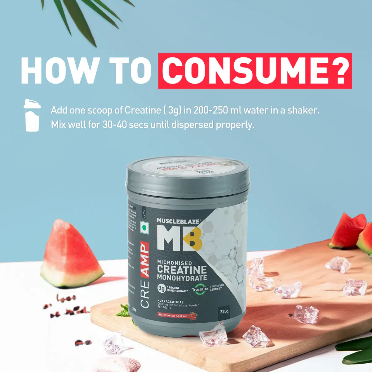 MuscleBlaze Creatine Monohydrate 320g Watermelon - Image 7
