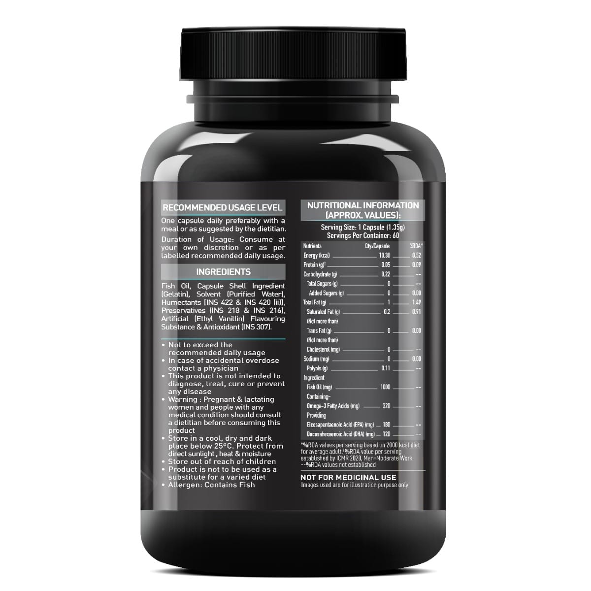 MuscleBlaze MB Fish Oil 1000mg | 60 Capsules | Muscle | Brain | Heart