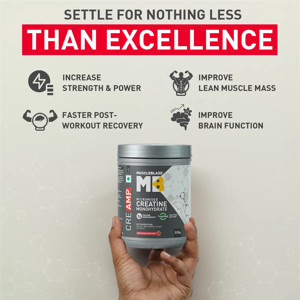 MuscleBlaze Creatine Monohydrate 320g Watermelon - Image 8