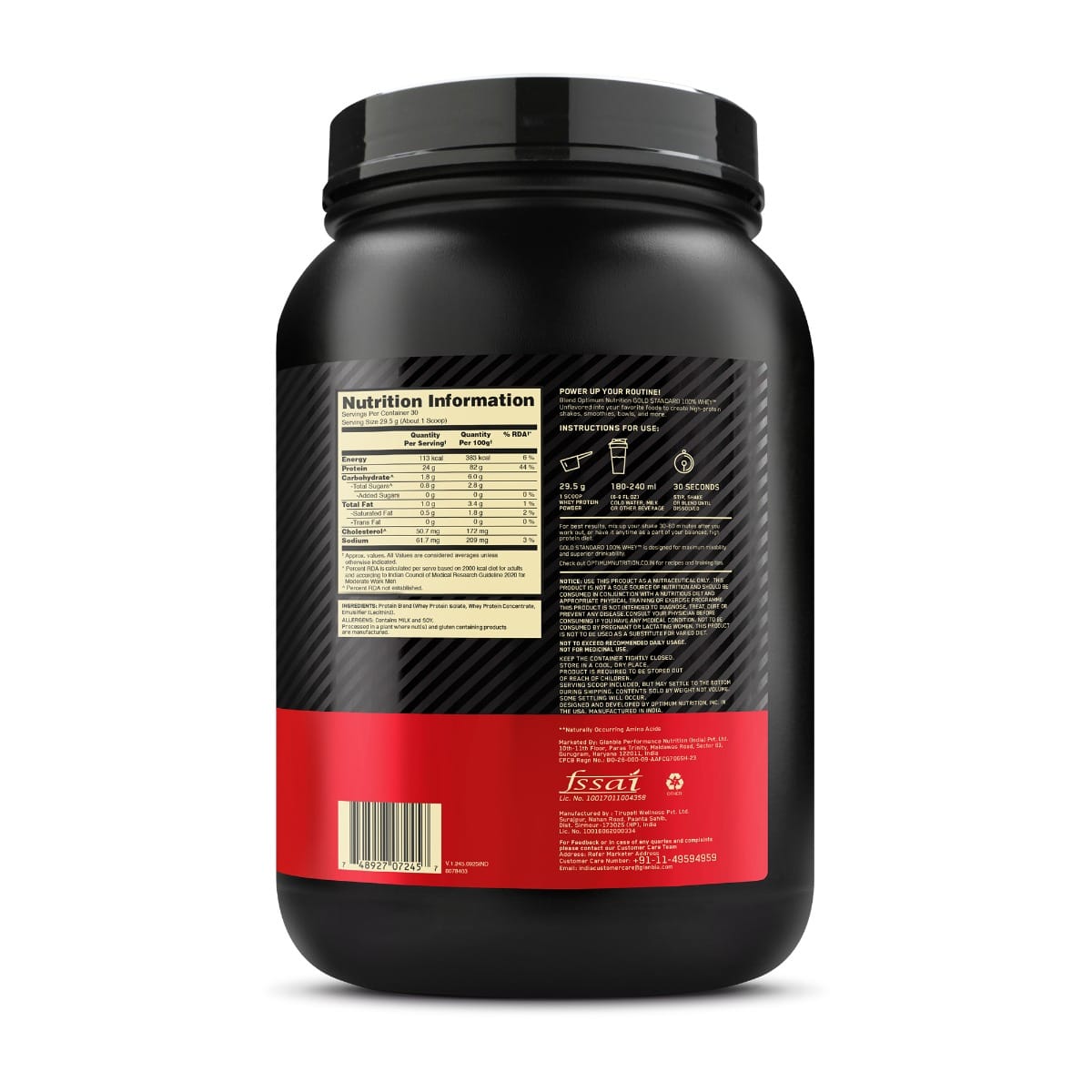 Optimum Nutrition (ON) Gold Standard 100% Whey Protein Powder 2 lb, 907 ...
