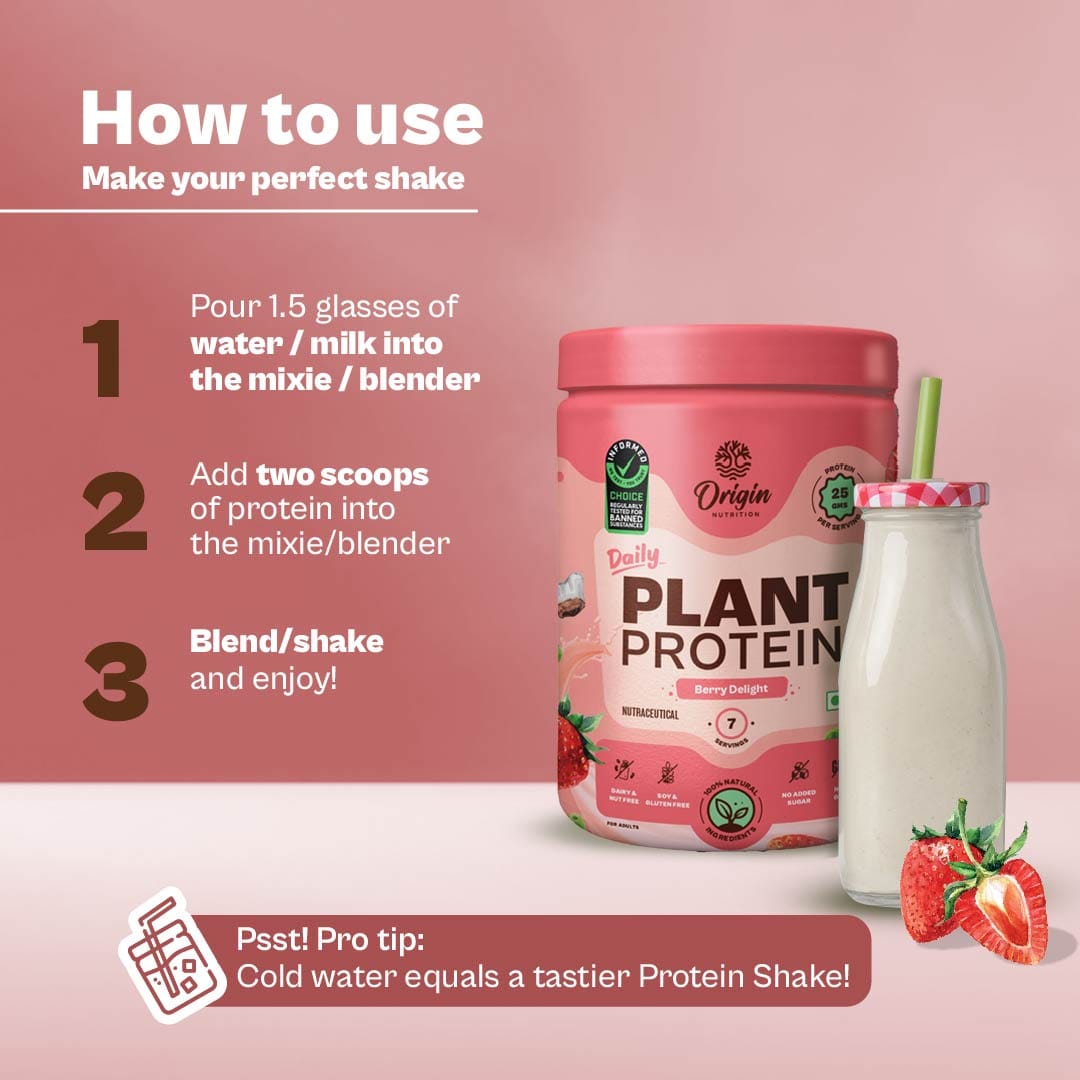 Origin Nutrition Plant Protein Powder Strawberry Flavour with 25g ...