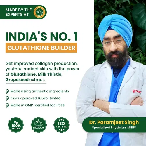 himalayan organics glutathione builder Vlado's Himalayan Organics Glutathione Builder for Anti Ageing & Skin Brightening with ( Vitamin C, E, B6 & Curcumin ) 60 Veg Tablets