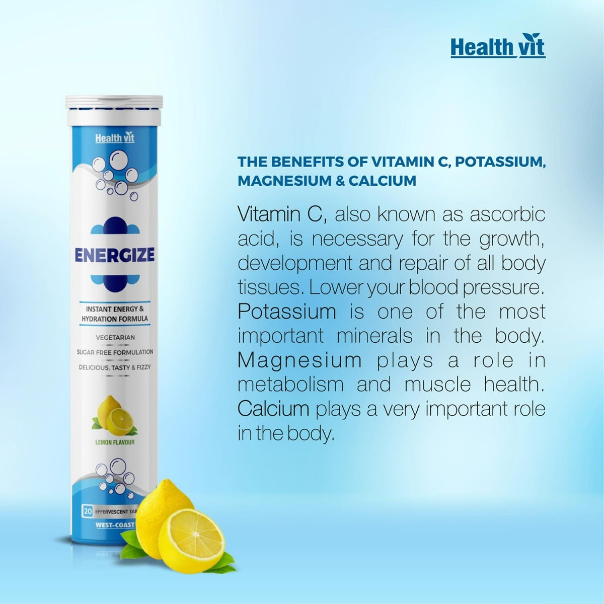 Healthvit Energize Electrolytes Energy Drink and Instant Hydration ...