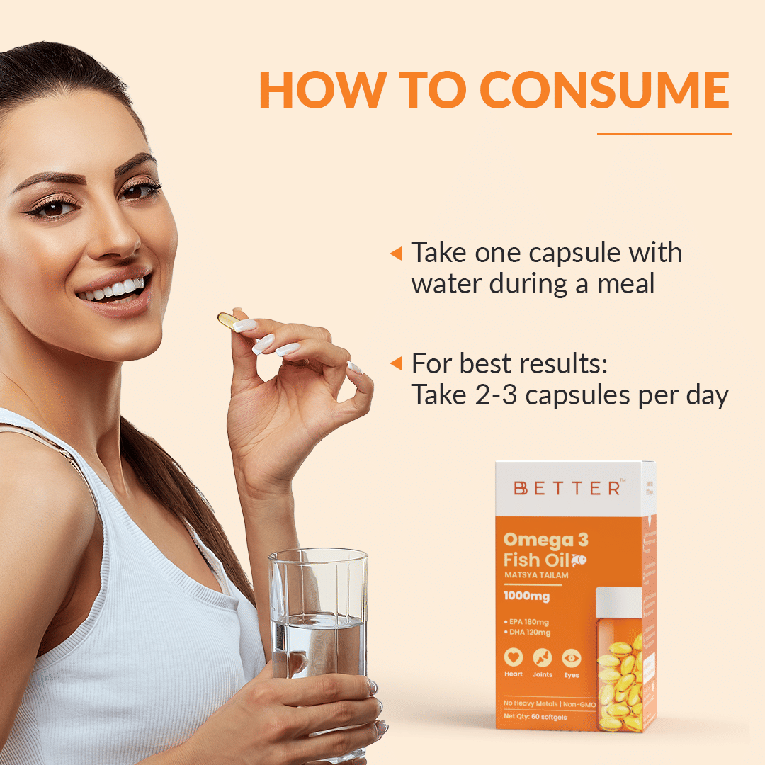 BBETTER Omega 3 Fish Oil 1000mg | 60 Softgels | High Strength, Brain ...