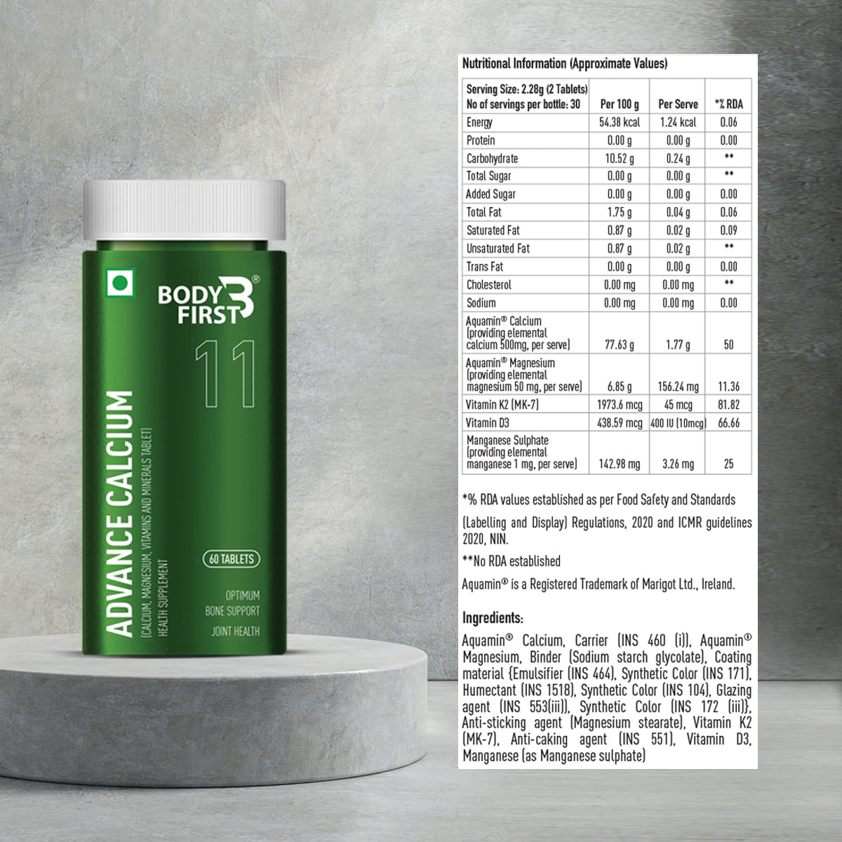 Body First Advance Calcium Supplement for Men & Women with Plant Based ...