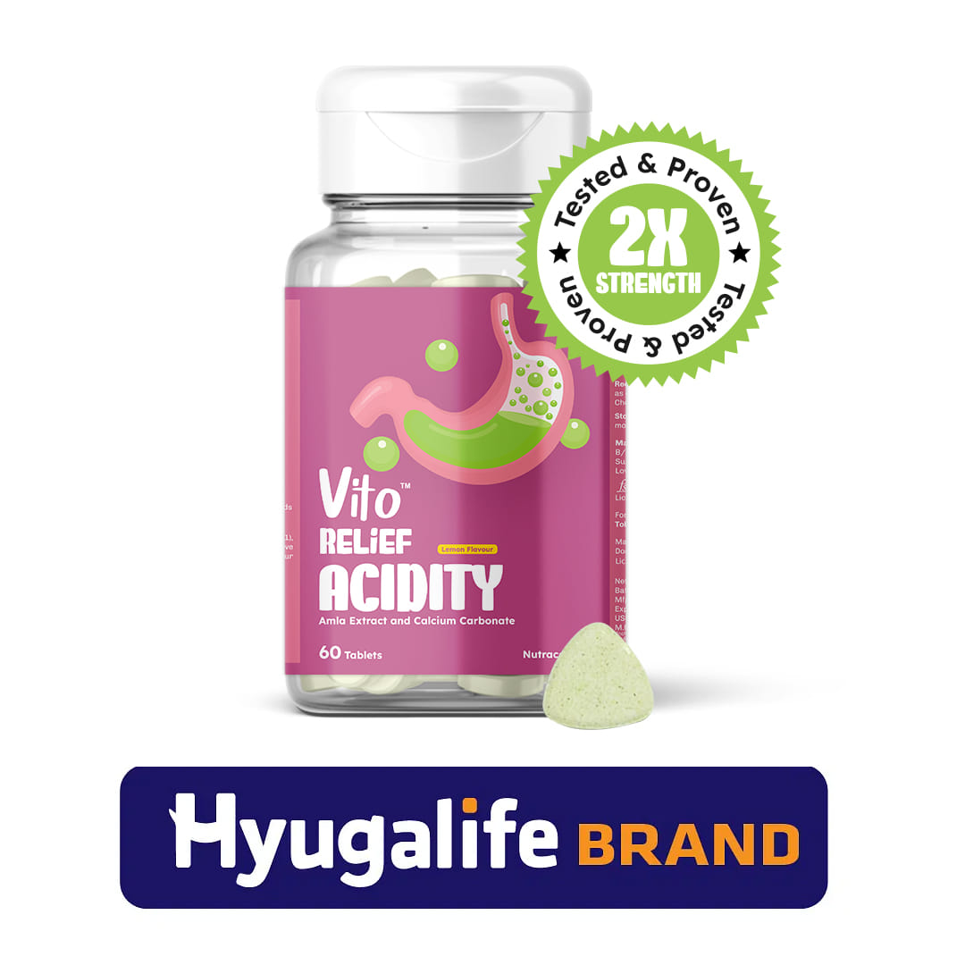 VITO Relief Acidity chewable tablets help to alleviate the symptoms of ...