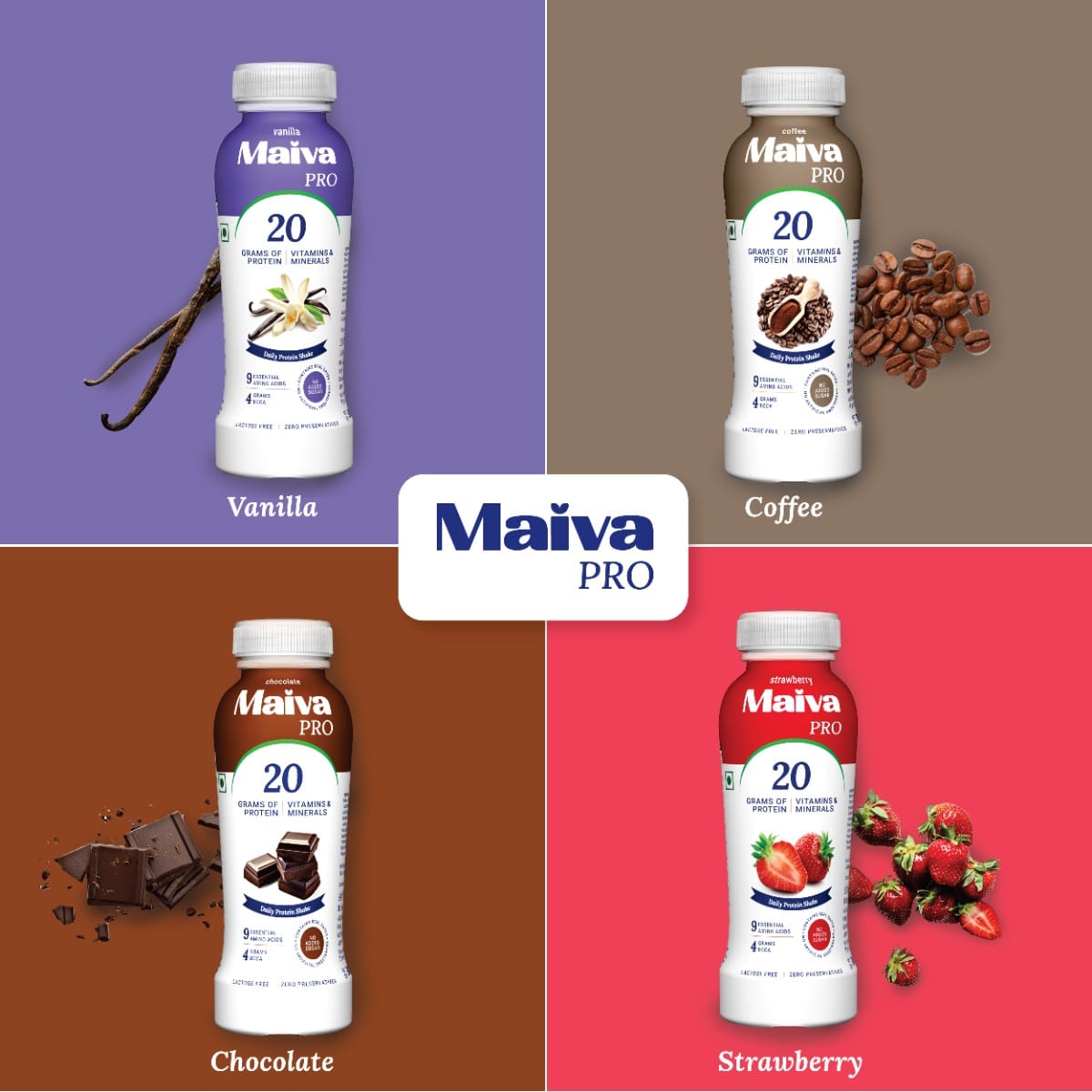Maiva Pro | Chocolate Plant Protein Shake 300ml (Pack of 12) | 20g ...