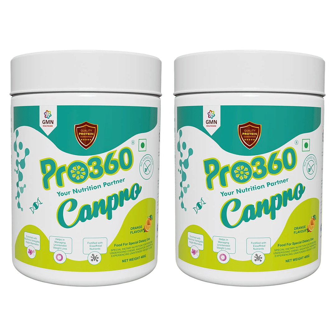 Pro360 Canpro Nutrition Supplement Protein Powder for Chemo / Radiation Therapy Induced Weight Loss Enriched with Catharanthus Roseus, Essential Nutrients Orange Flavor 400 + 400 g (Pack of 2)-picture-26