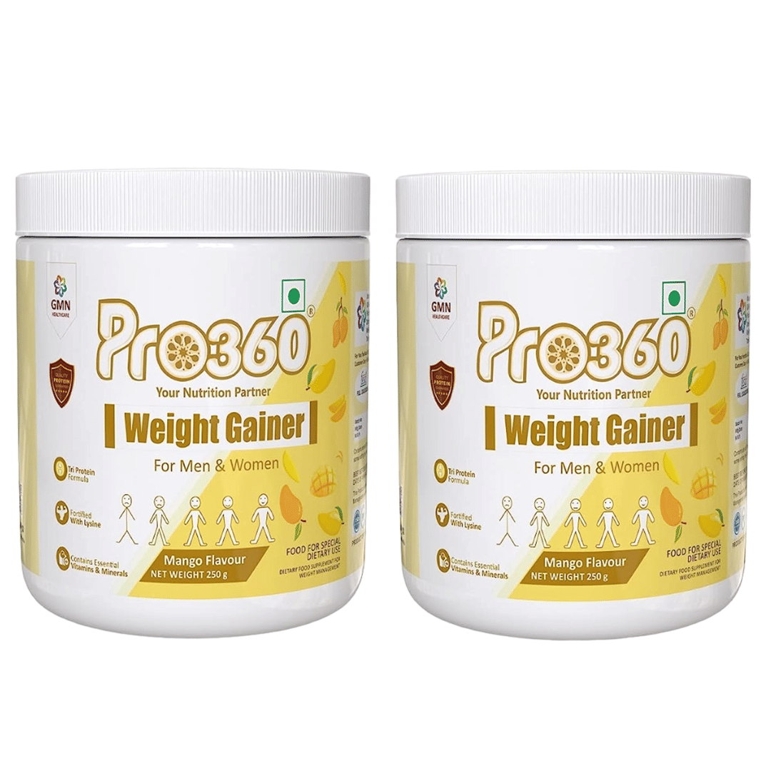pro360 PPro360 Weight Gainer High Protein Powder Calorie Rich Complete Nutritional Supplement Triple Protein Source with 25 Vital Nutrients for Men & Women Mango Flavour (250 + 250) g Pack of 2-picture-10