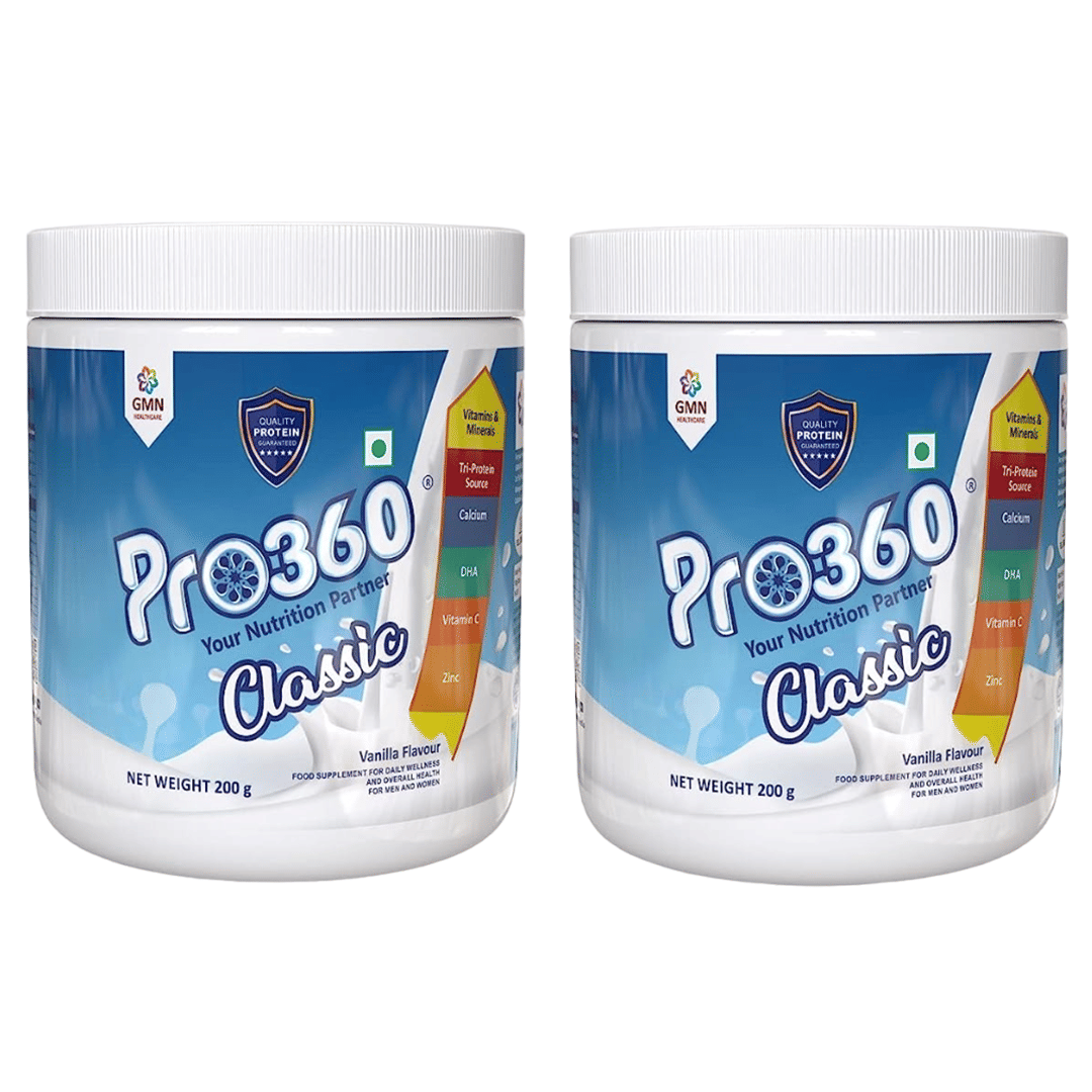 Pro360 Classic Daily Wellness Nutritional Protein Health Drink Supplement Powder for Men and Women Instant Beverage Mix (200 + 200) g Vanilla Pack of 2-picture-24