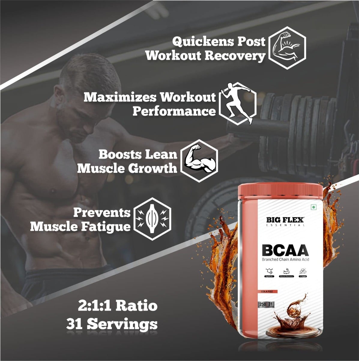Bigflex Essential BCAA Cola Fizz (250Gm) Jar