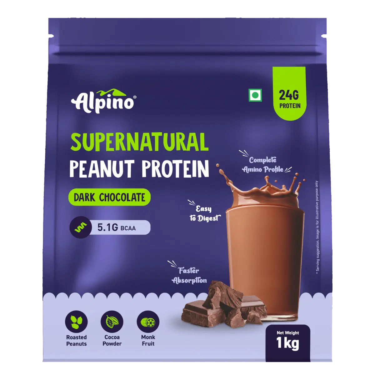 ALPINO 24g Protein Powder 1kg Dark Chocolate - Image 1
