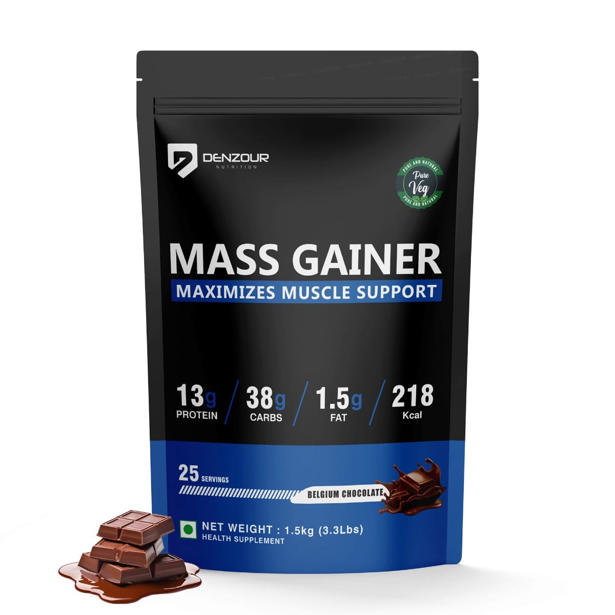 DENZOUR NUTRITION High Protein High Calorie Weight Gainers/Mass Gainers (1.5 kg, Belgium Chocolate)-image-11