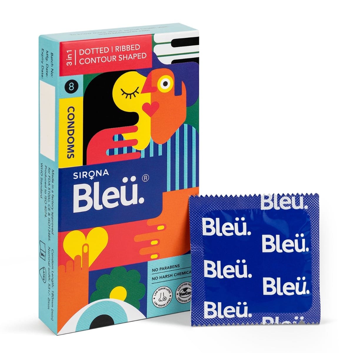 Bleu 3 In 1 Dotted Condoms, Ribbed Condoms & Contour Shaped Condoms for ...