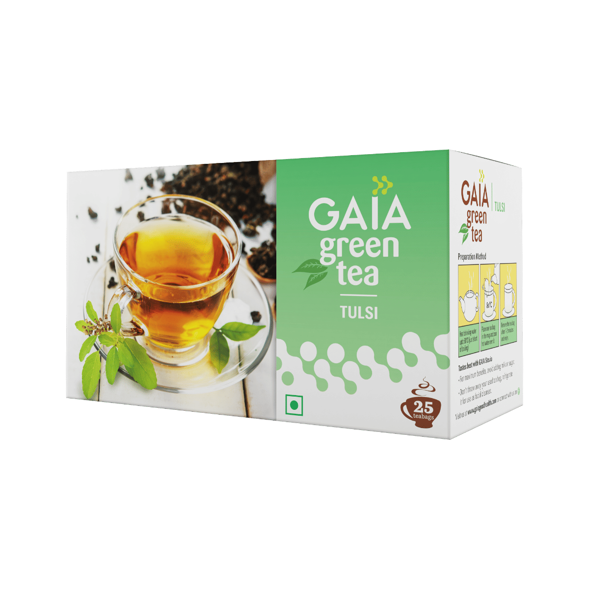 Gaia Green Tea + Tulsi-25 Tea Bags