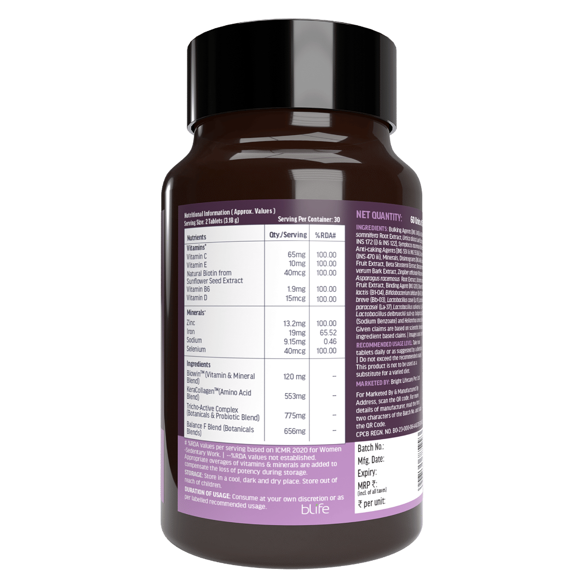 HK Vitals Hair Vitamins for Women (60 Tablets) With Biowin ...