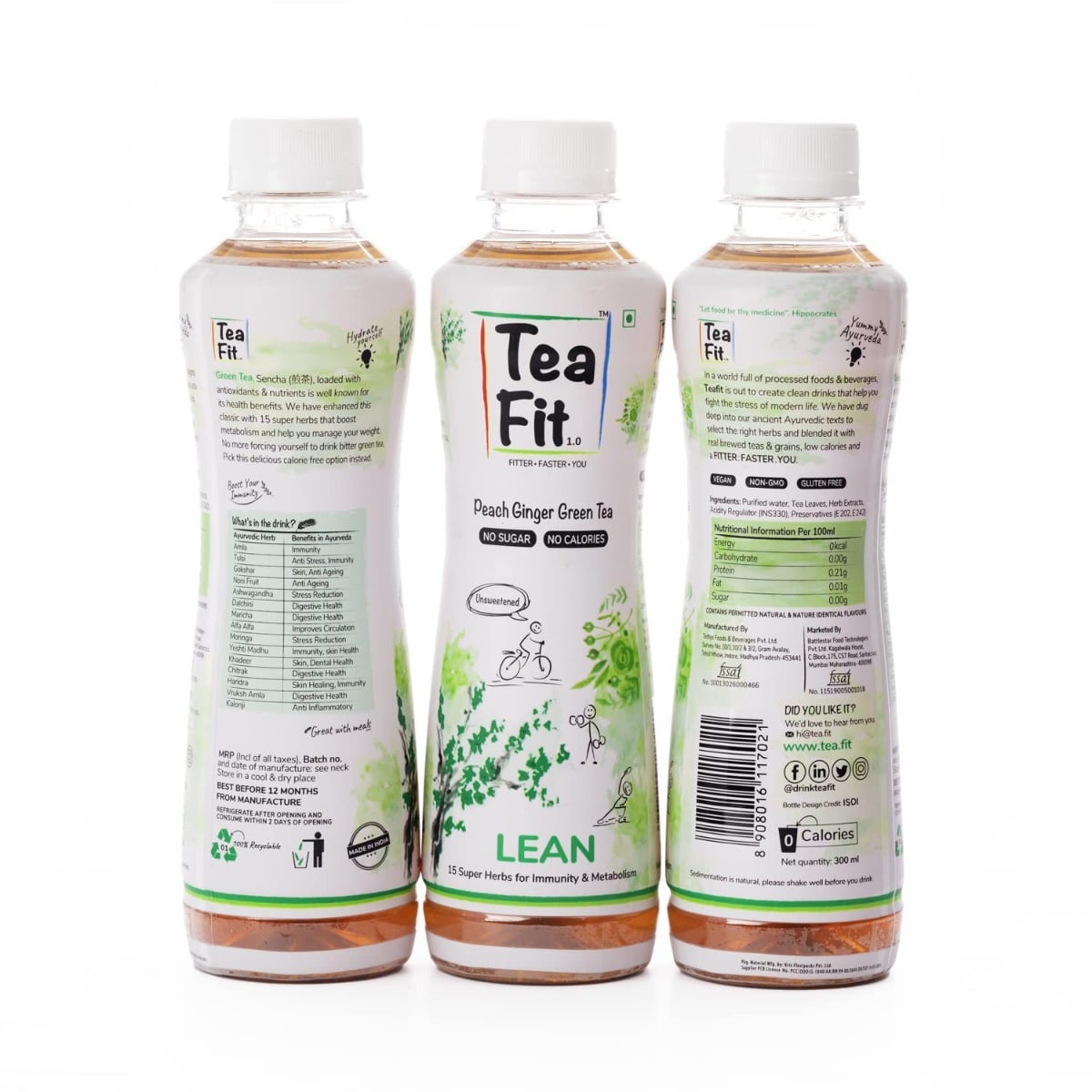 TeaFit Lean ZERO SUGAR Peach Ginger Green Tea | Freshly Brewed ...