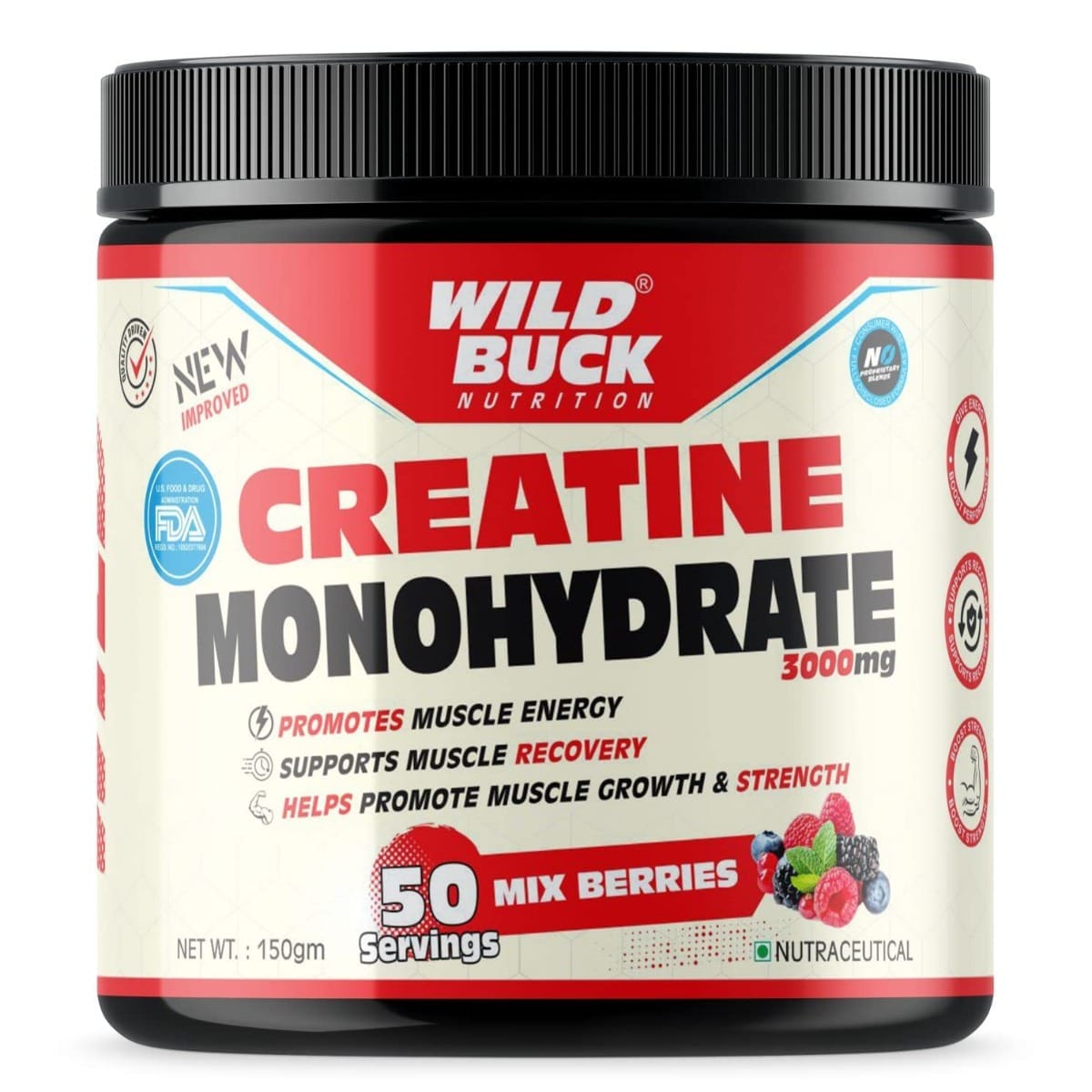 WILD BUCK Creatine Monohydrate Powder, Strength, Reduce Fatigue, 100% Pure Creatine, Lean Muscle Building, Supports Muscle Growth, Athletic Performance, Recovery-picture-11