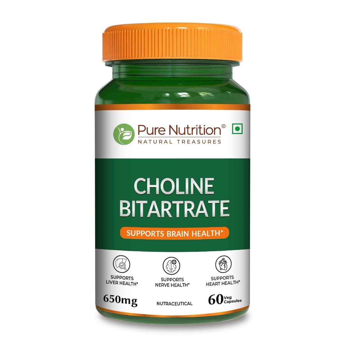 Pure Nutrition Choline Bitartrate (650mg) – 60 Veg Capsules | Supports Brain, Nerve, Liver & Heart Health | Nootropic Supplement for Cognitive Function-picture-10