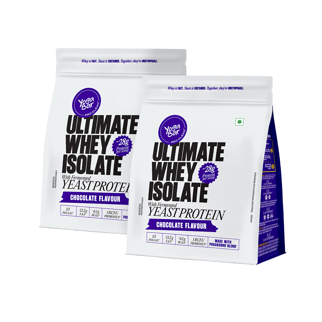 Yogabar Ultimate Whey Protein Powder - Chocolate|Whey Isolate + Yeast Protein|28g Complete Protein|Gut Friendly, High Absorption, Added Probiotics|Pack of 2 (1kg)-image-32