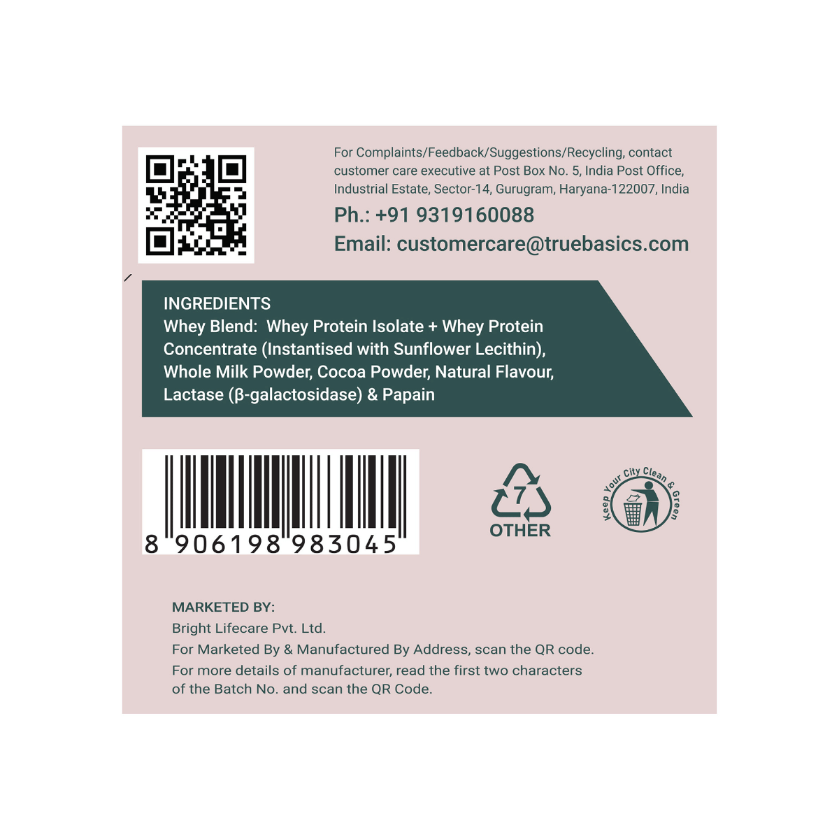 TrueBasics Clean Whey Protein Powder Isolate & Concentrate Blend ...