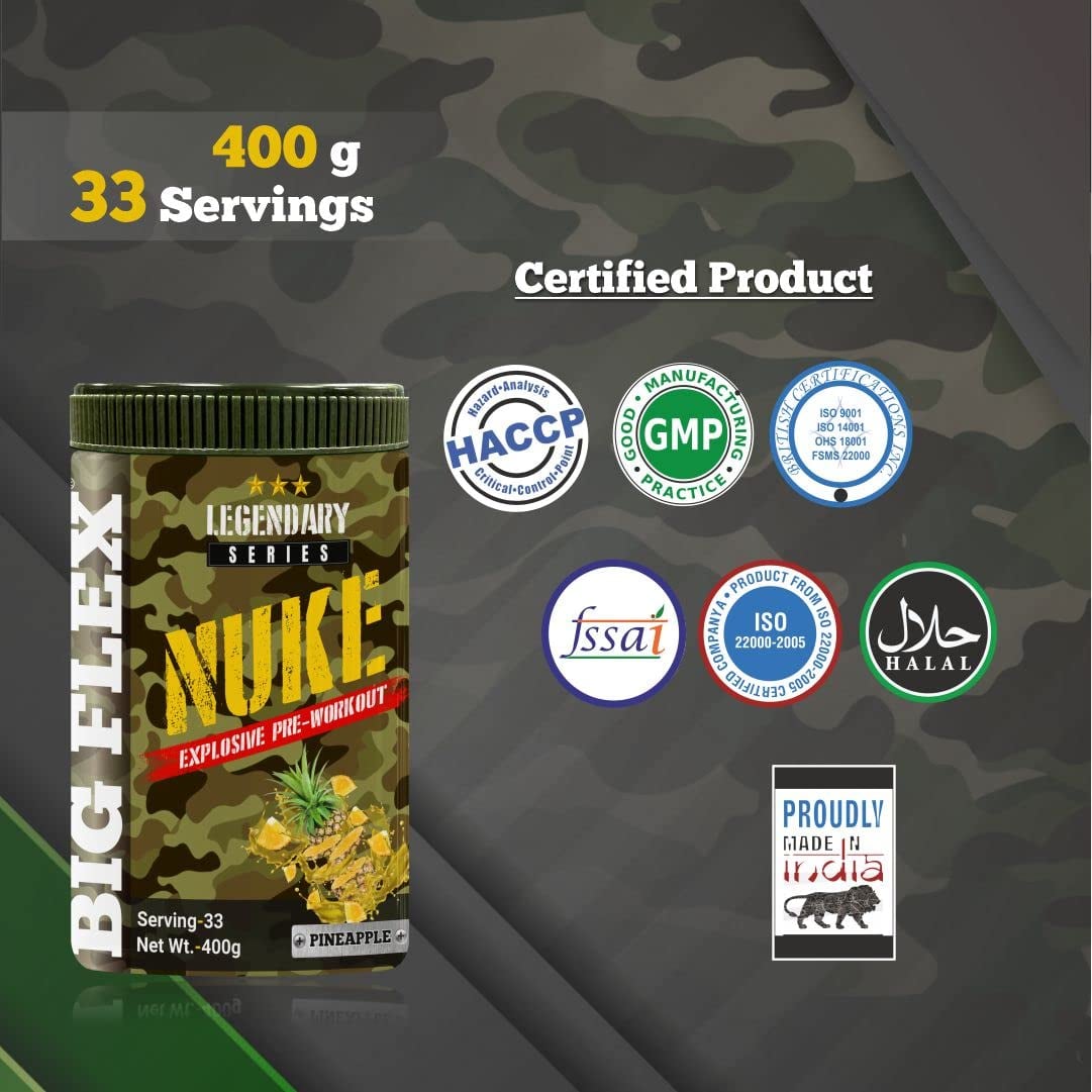 Bigflex Nuke Pre-Workout PowderIn Pineapple Flavour, 400 Gm