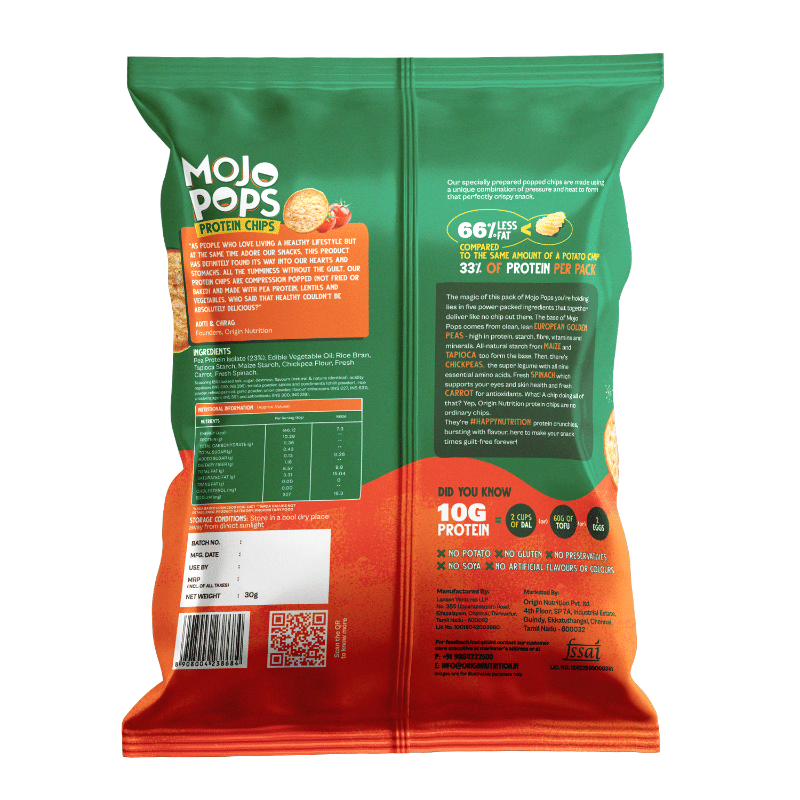 Origin Nutrition Mojo Pops Plant Based Protein Chips Tangy Tomato ...