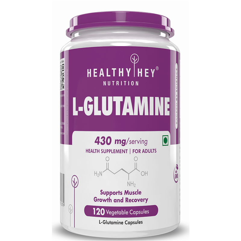 HealthyHey L-Glutamine Capsules High Strength 430mg 120 Capsules