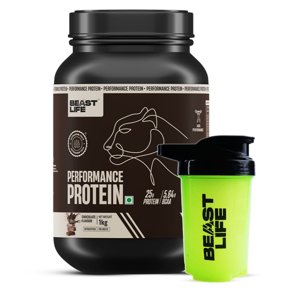 BeastLife Performance Protein Powder with Shaker | Muscle Growth 25g Protein, 5.64g BCAA Whey Protein (1 kg, 500 ml, Chocolate)-image-33