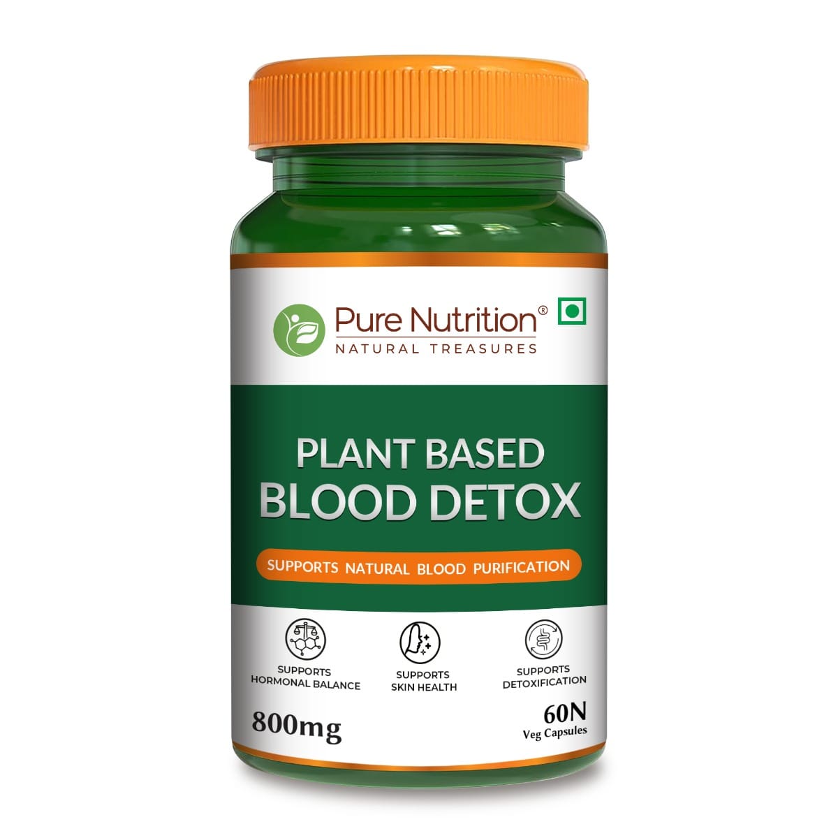 Pure Nutrition Plant-Based Blood Detox 800mg – 60 Veg Capsules | With Neem, Manjistha & Turmeric Extract | Natural Blood Purifier for Skin Health, Detox Support, Acne & Pimple Control-image-3